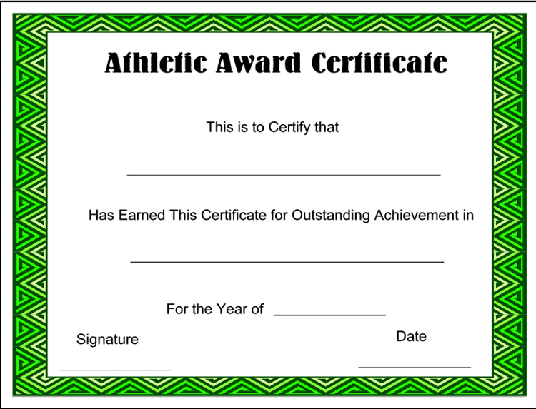 athletic award certificate template